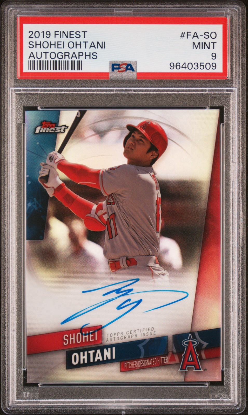 SHOHEI OHTANI 2019 TOPPS FINEST AUTOGRAPHS REFRACTOR AUTO #FA-SO PSA 9 MINT