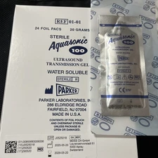 Parker 01-01 Aquasonic 100 Ultrasound Transmission Gel 20gr, 24 Foil Packs 05/29