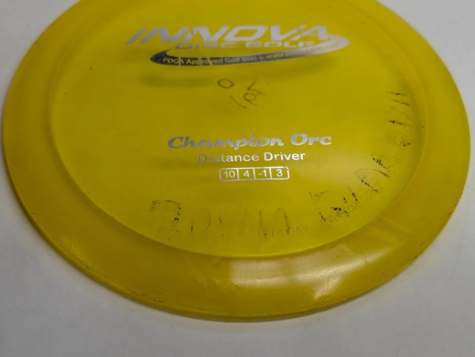 Innova Champion Orc Disc Golf Distance Driver 164g Yellow Old Run Penned - Image 2 of 4