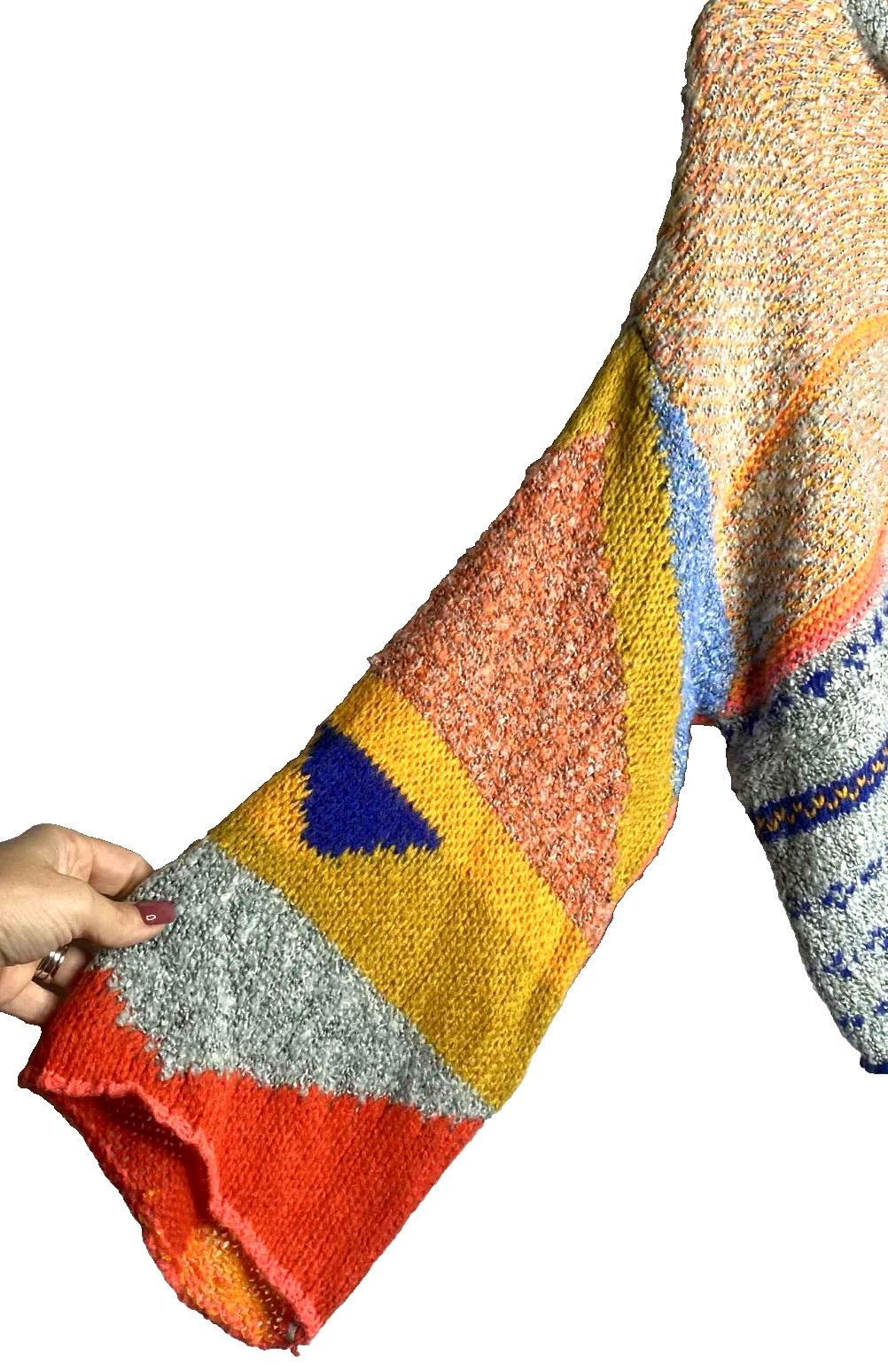 Sincerely Jules sweater patchwork Boho Chunky Kni… - image 3