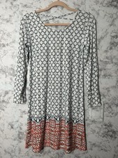 Loveappella Womens Dress Size Small Blue Shift Bohemian Long Sleeve Open Back 