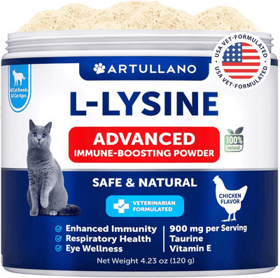 L Lysine for Cats Lysine Powder Supplement 900mg serving Immune Support for Cats