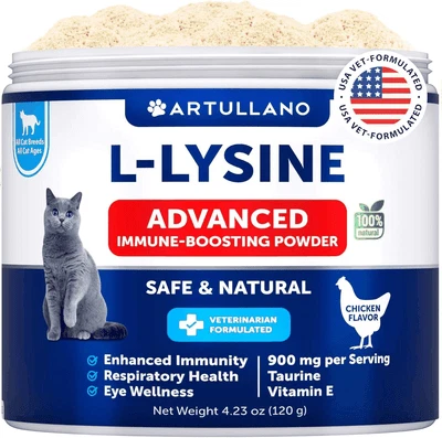 ARTULLANO L Lysine for Cats Lysine Powder Supplement 900mg serving Immune Support for Cats