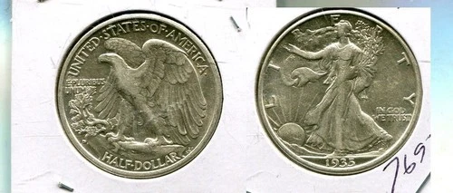 1935 D WALKING LIBERTY SILVER HALF DOLLAR XF AU 7697T