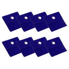 8Pcs 3x3 Inch Jewelry Pouches Velvet with Snap Button for Rings Blue