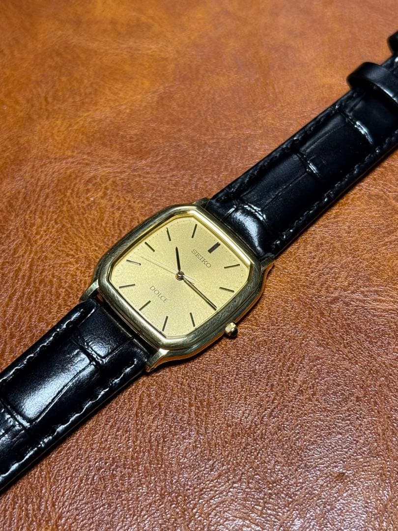 Seiko Dolce Rectangular 90s Gold Working Watch 28… - image 4