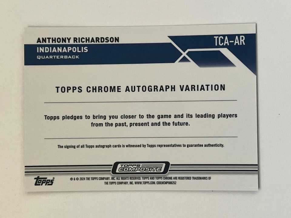 2024 Topps Chrome Anthony Richardson Gold Variation Rookie RC /50 Auto (DW) - Image 2 of 2