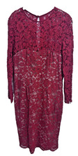 Red Lace Dress  Size 12 Long Sleeve Nude Lined