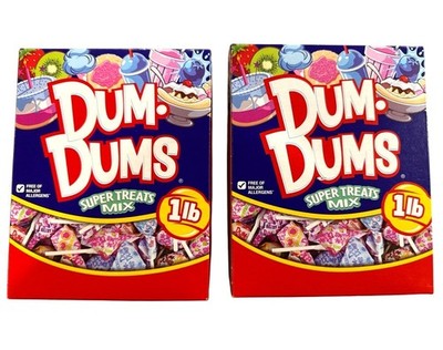 2 x 16oz/1lb 68ct Box DUM-DUMS Lollipops Candy SUPER TREATS MIX Up To 16 Flavors