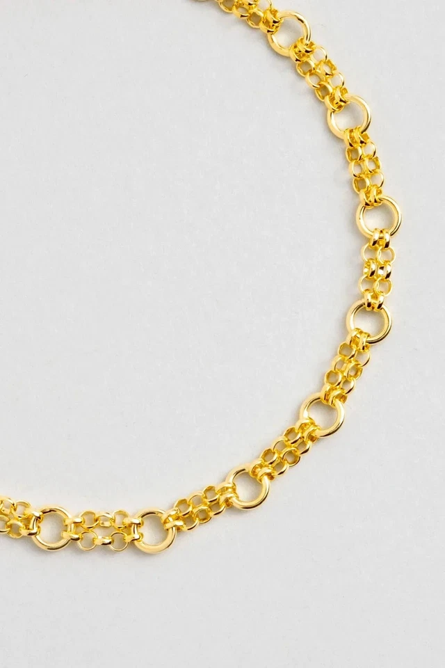 Pulsera tobillera cadena ancla real chapada en oro amarillo de 18 quilates Navidad Foto 2 de 4