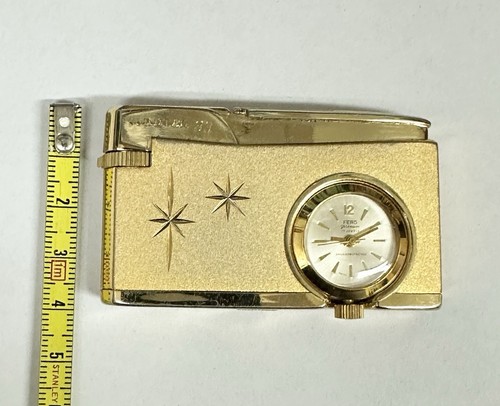 Vintage Cordial 33 lighter with Feldmann 17 jewels Swiss FERO watch - Imagen 12 de 12