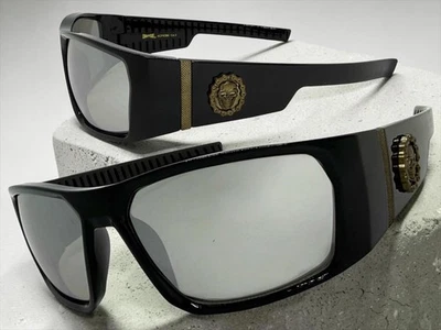 Choppers Hardcore Biker Chopper Motorrad Sonnenbrille Schwarz Silber Rahmen Groß - Bild 1 von 4