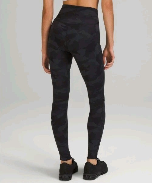 Lululemon Base Pace High Rise Leggings 27" Brushed Nulux Sz 20 Gray Camo Tight