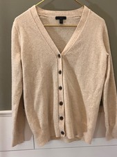 J. Crew Soft Smooth Cardigan Sweater Beige Long Sleeve Small Cashmere Blend