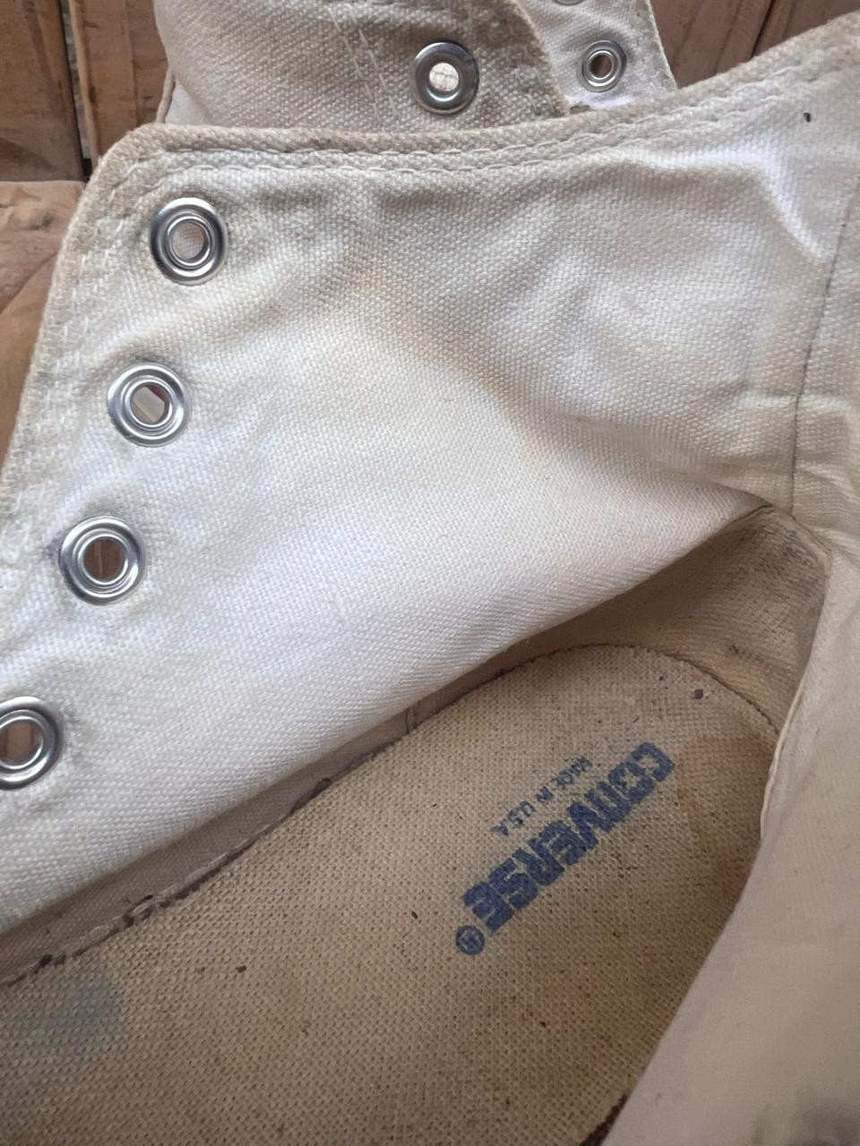 VTG 🔥🔥Rare Chuck Taylor All Star Converse white cream Made In USA 12 uk  11 thumbnail 19