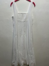 MANGO Embroidered Dress With Puffed Hem White Cotton 100% Size 6, M NWT