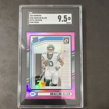 2024 Panini Donruss Braelon Allen Optic Preview Pink Prizm SGC 9.5 Rookie Jets