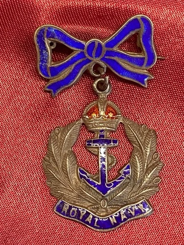 WW1/2 Silver Enamel RN Royal Navy sweetheart Brooch w/pin fixing KC