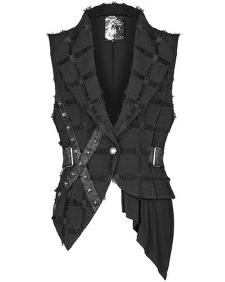 Punk Rave Mens Asymmetric Wasteland Punk Splicing Vest