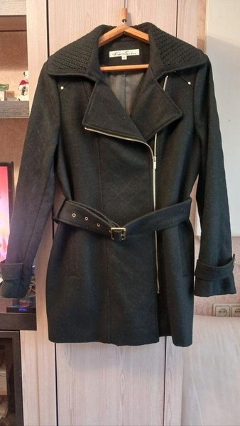 Women Kenneth Cole Coat Black Wool 38