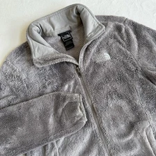 The North Face Osito 2 Jacket Small Gray Fuzzy High Pile Fleece Full Zip Womens 