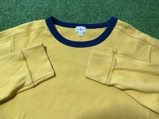 J.Crew Oarsman Thermal Sweatshirt Men's 2XL Yellow Crewneck Lightweight