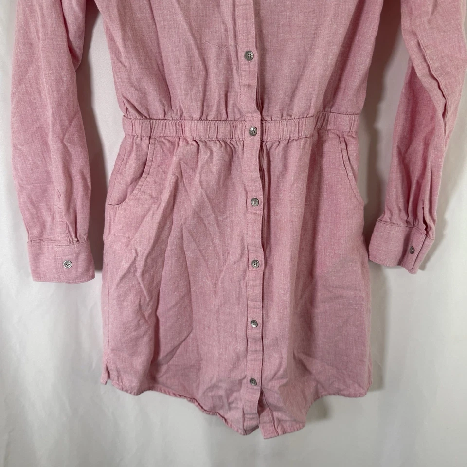 Vestido Levis Niñas Grande Rosa Abotonado Manga Larga Bolsillos 100% Algodón Foto 3 de 4