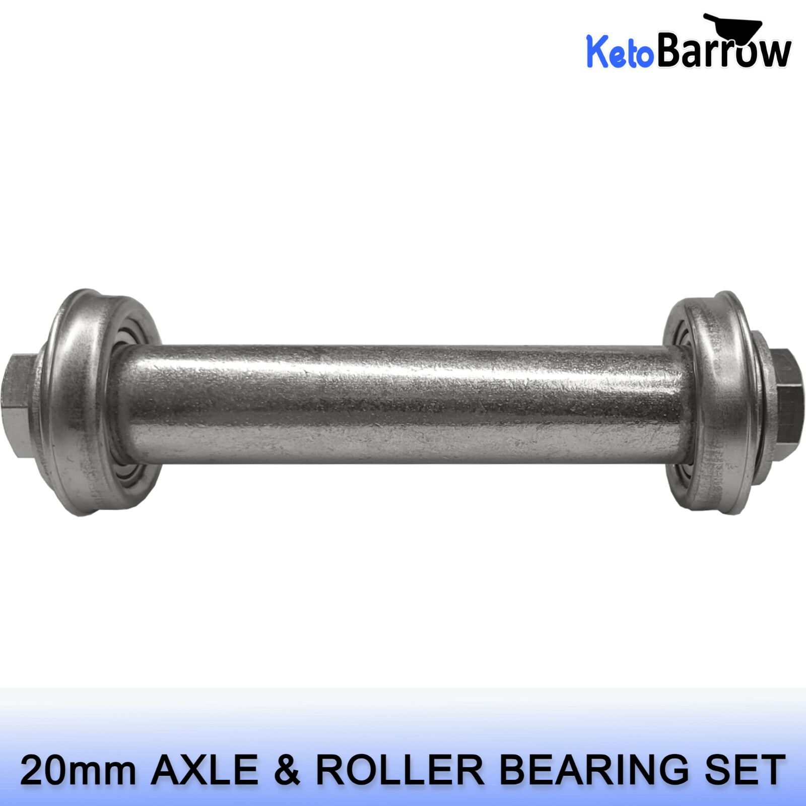 Replacement axle kit for wheelbarrow wheel 110mm for 20mm Bore Roller