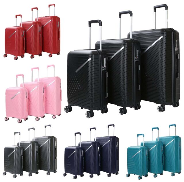 Hard Shell Lightweight ABS Suitcase Set of 3 theft Wheel Travel Luggage Trolley