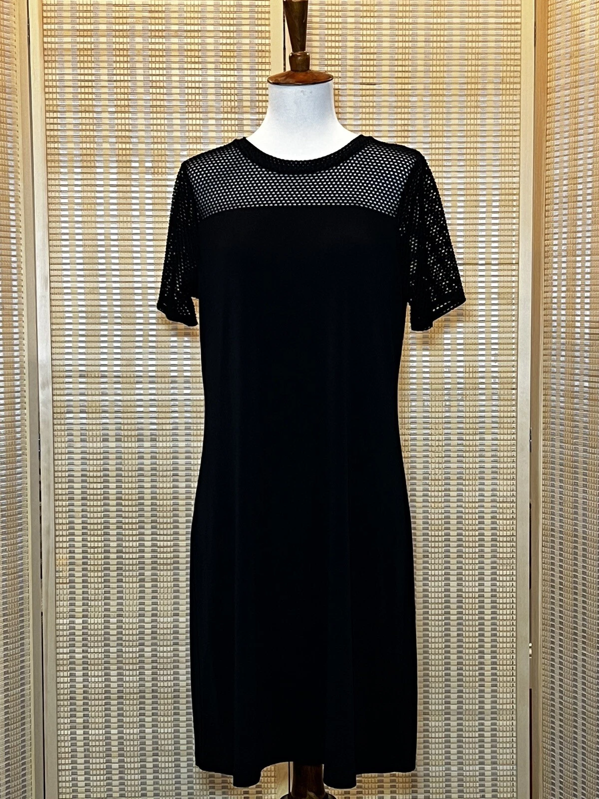 Abito Michael Kors nero maglia sopra il ginocchio misto tubino cambio taglia media