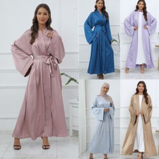 Muslim Women Open Cardigan Abaya Long Maxi Dress Kaftan Jalabiya Islamic Dubai