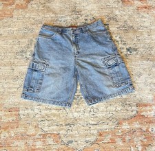 Vintage Faded Glory Shorts Mens Sz 34 Blue Jean Carpenter Baggy Cargo Denim Y2K