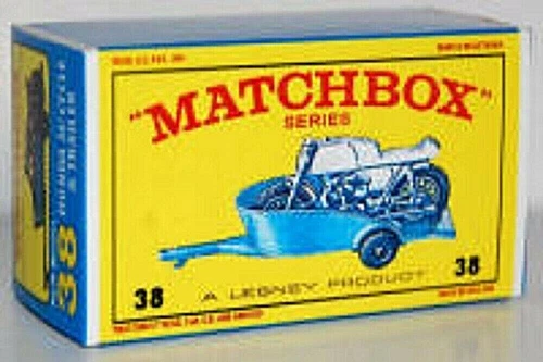 Matchbox Lesney No 38 HONDA MOTORCYCLE & TRAILER  Repro Empty style E Box  *