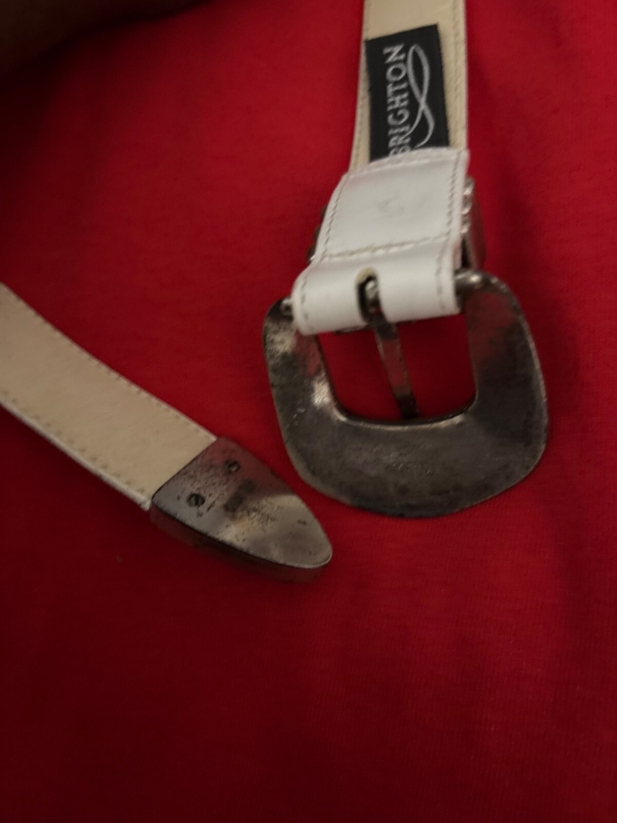 Brighton White Embossed Leather Belt with Western Silver Buckle Set – Size M Heart Of Silver Belt - Brighton main image 4