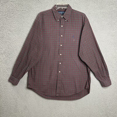 Ralph Lauren Button Down Shirt Mens L Multicolor Plaid Long Sleeve Cotton Casual