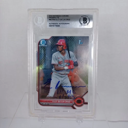 2022 Bowman Chrome Prospects Elly De La Cruz BCP50 Auto 1st HR Inscription READ