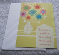 Cartoon Flowers Vase Goddaughter Shines Joyfully Yours Dayspring Scripture Card