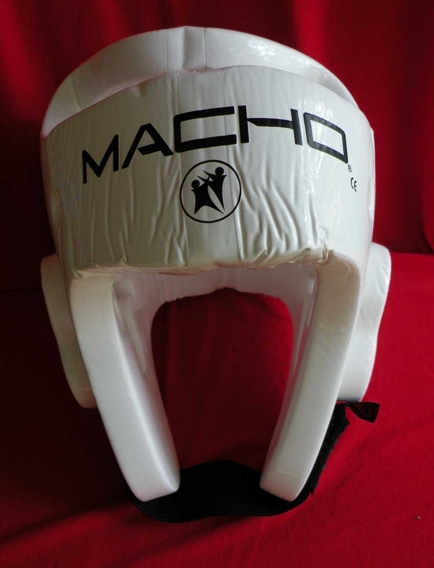 Boys MACHO Martial Arts Sparring Helmet Head Gear WHITE Large Karate