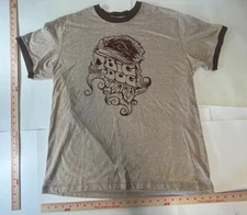 NEW BIG DOG MOTORCYCLES BROWN SHIRT W/ SKULL, HAIR, GOATEE, BIG DOG MOTORCYCLES