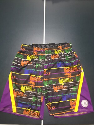 Men s Lacrosse Shorts Size Medium Flow Society Authentic Gear Purple Yellow