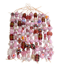 10 Strands Multi Style Pink Glass Beads Lamp Work Glass, Duty paid door delivery