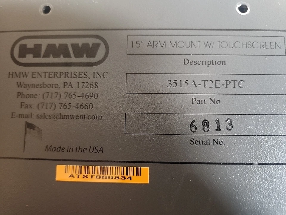 HMW Vintage Resistente Panel PC 15" Pantalla Táctil Gobierno ISB Brazo Montado Pesado Foto 4 de 4