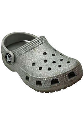Crocs Unisex Toddlers Classic Glitter Silver