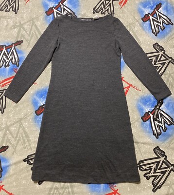 Nina Leonard Petite Print Midi Dress Gray VTG Style (Size S)