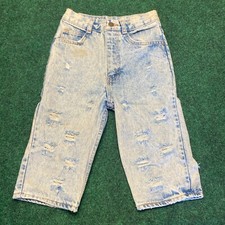 VINTAGE No Excuses Girls Size 10 Jeans Grunge Skater Light Blue Acid Wash 80s