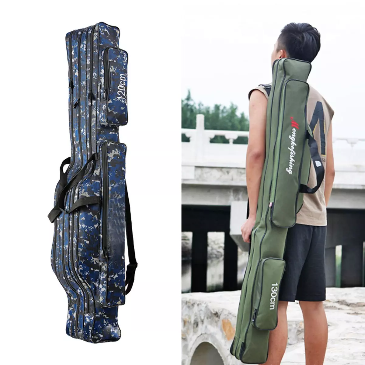 Fishing Rod Bag Carrier Pole Storage Case Reel 110cm Blue 110cm Blue