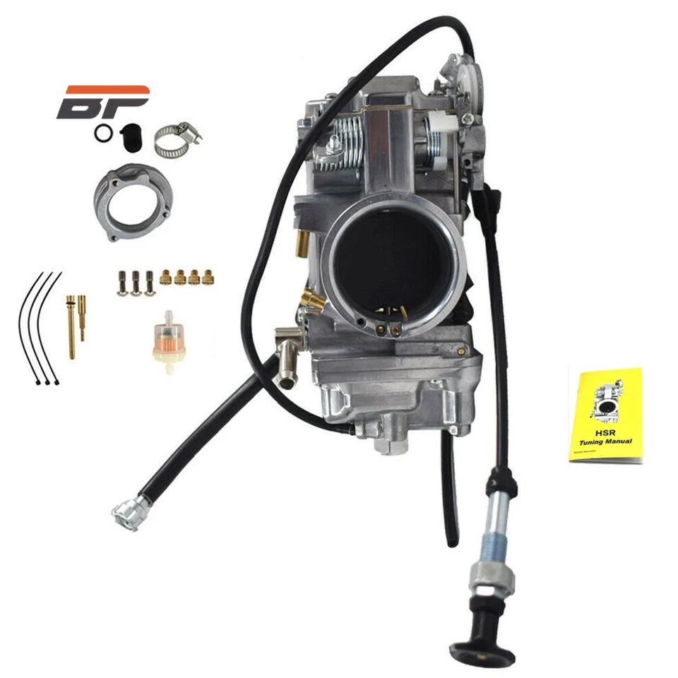 Nuevo carburador pulido de ánima lisa HSR48 48 mm carburador 48-2 para Harley Evo Twin Foto 3 de 4