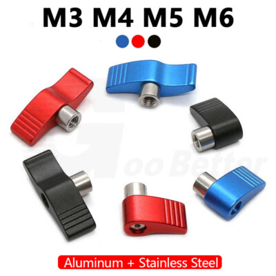 M3 M4 M5 M6 Clamping Thumb Nut Wing Knob Hand Grip Stainless Steel +  Aluminium