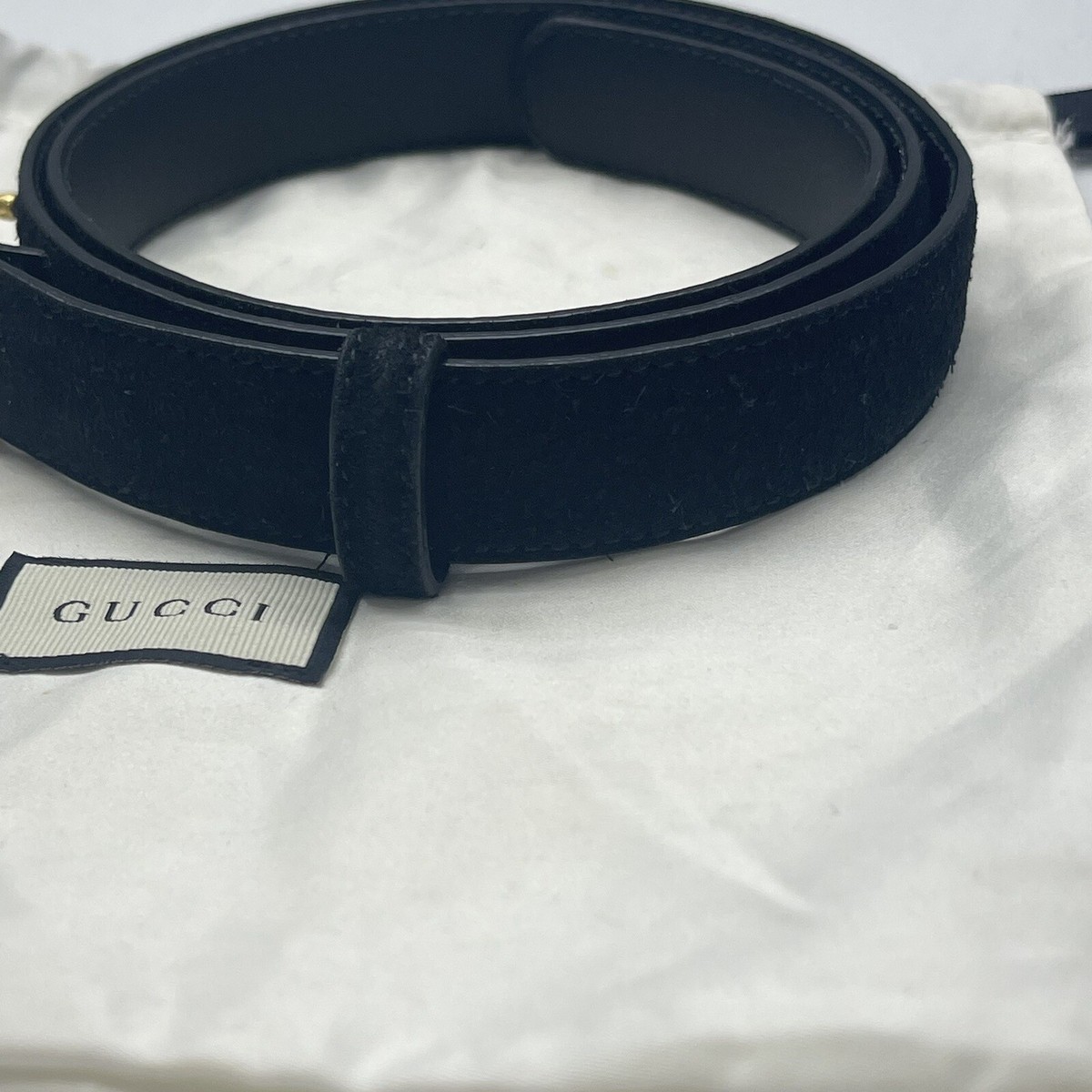 Gucci Square G Black Suede Belt Gold Buckle 523305 90/36” Gucci Gold Square G Logo Black Suede Leather Belt 523305  main image 2