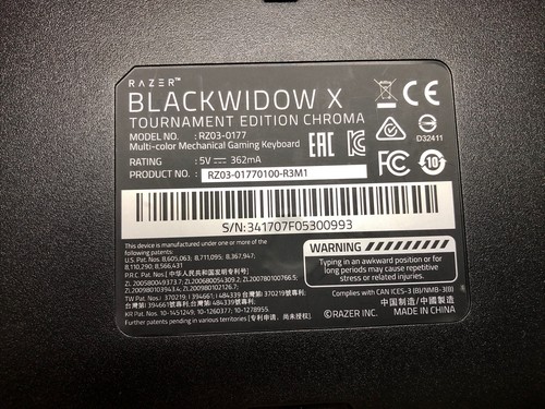 Razer BlackWidow X Tournament Edition Chroma RZ030177 MultiColor Gaming Keyboard - Picture 8 of 8